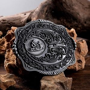New Western cowboy kneeling at cross faith belt buckle